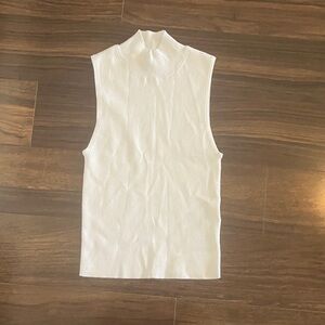Sleeveless White Mock Neck Top